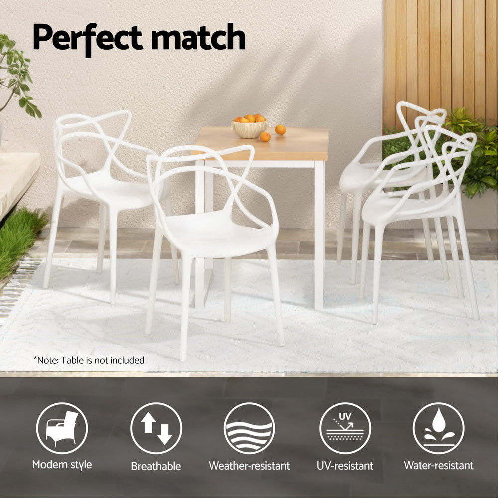 White outdoor dining setting