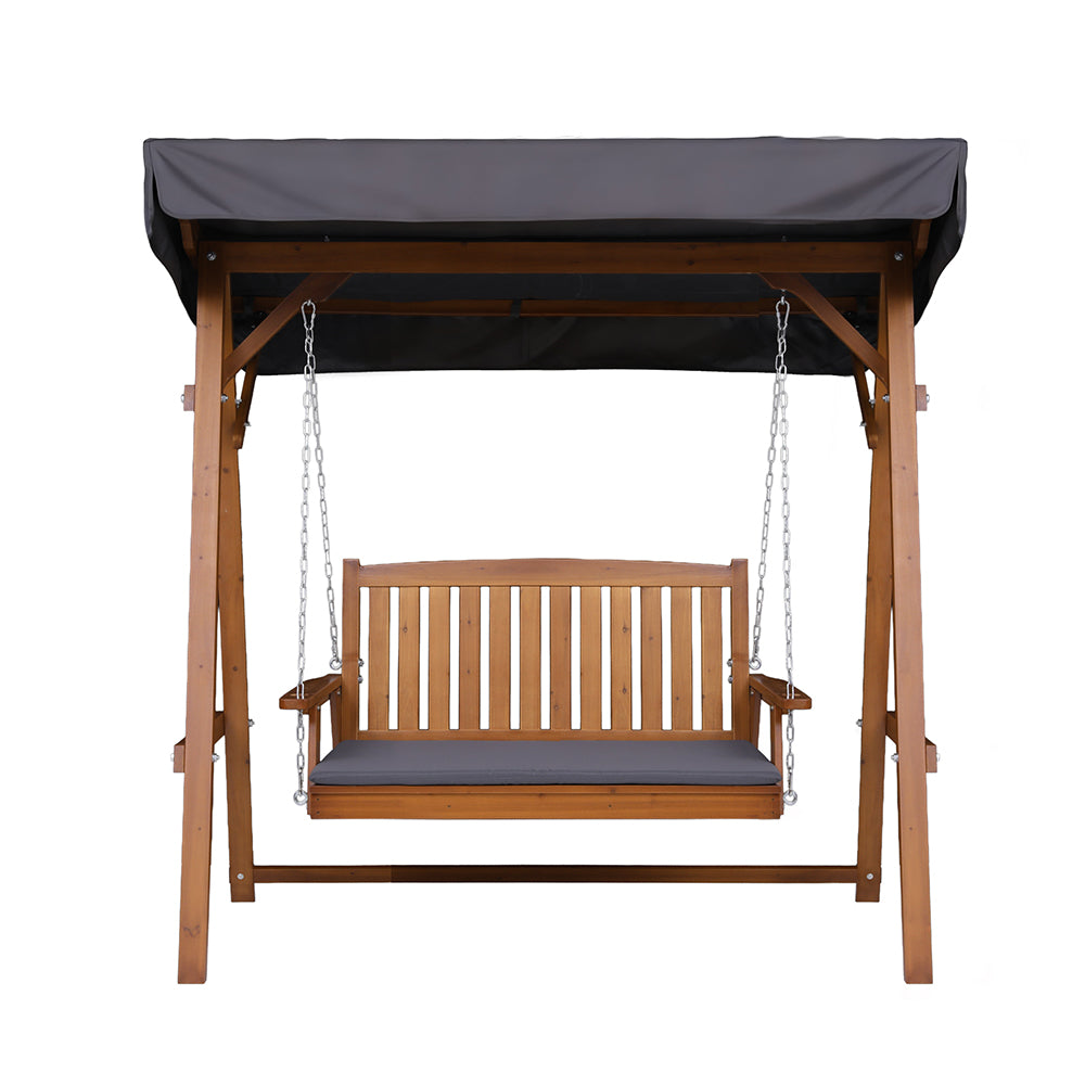 Swing Chair Wooden Bench Canopy 2 Seater Outdoor Furniture