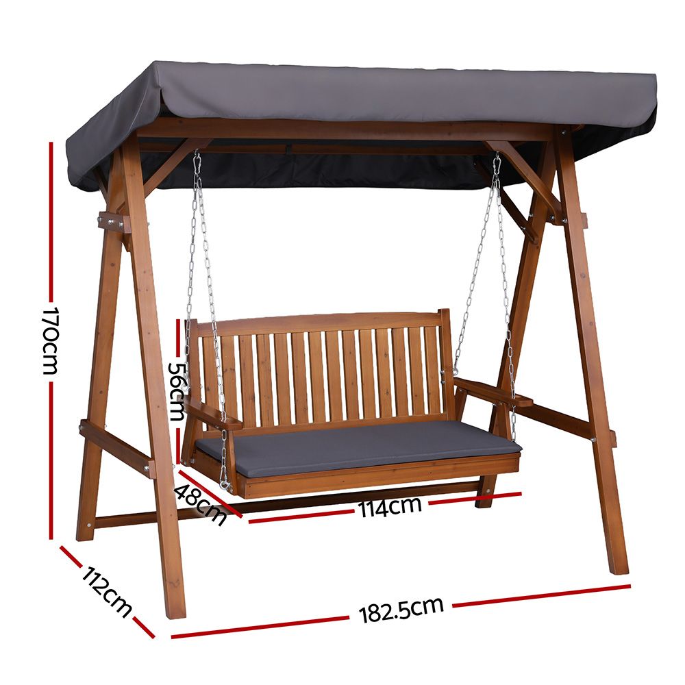 Wooden Swing Chair Bench Canopy 3