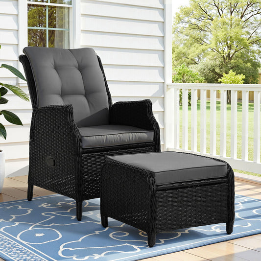 Recliner Chair Sun lounge Outdoor Furniture Patio Wicker Sofa Setting