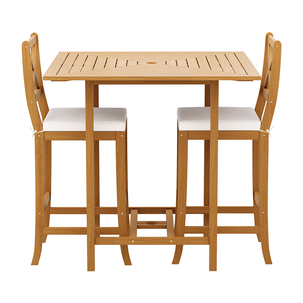 5-Piece Outdoor Bar Set Acacia Wood Bistro Patio Table Stools