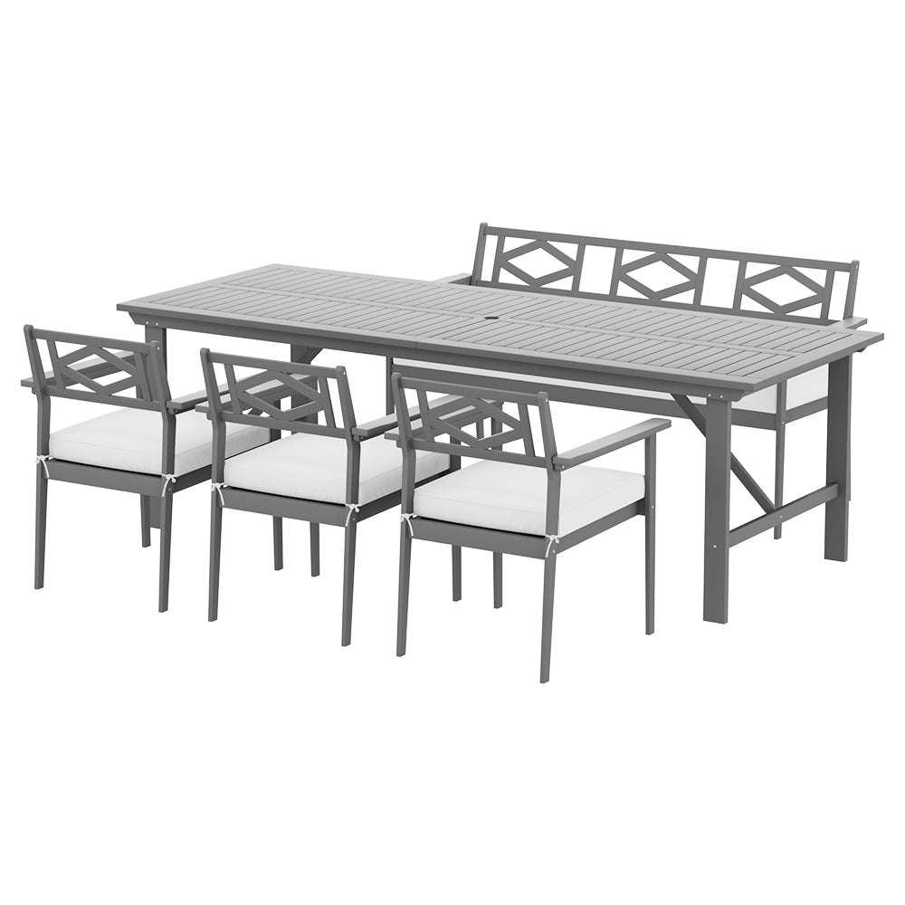 Outdoor Dining Set 5 Piece Wooden Table Chairs Setting Grey