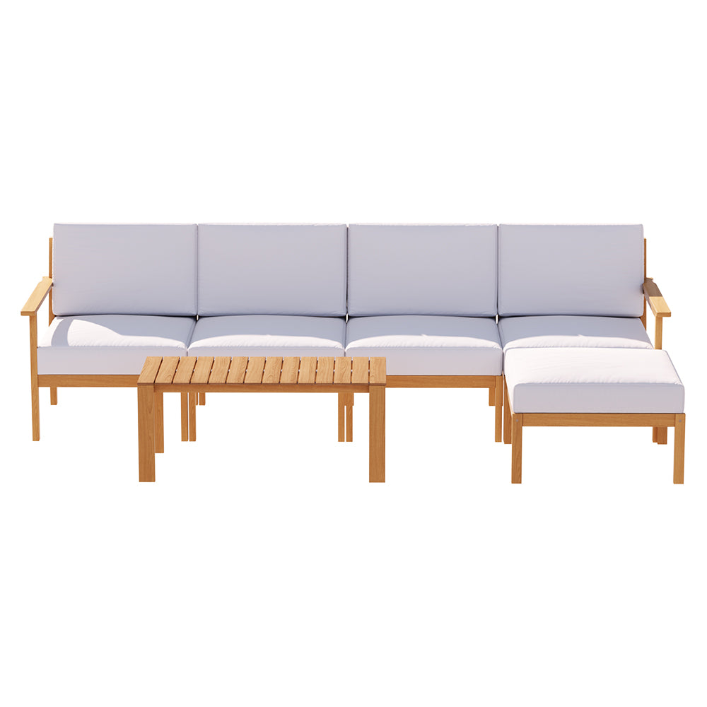 5-Seater Outdoor Sofa Set Wooden Lounge Setting 6PCS