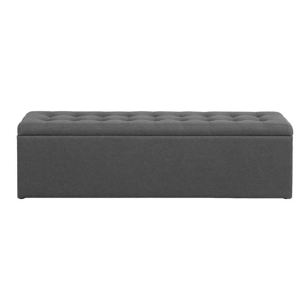 Storage Ottoman Blanket Box Linen Foot Stool Rest Chest Couch - Grey