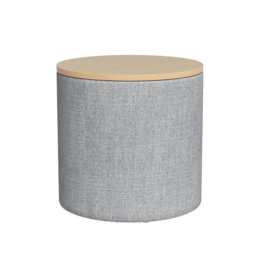 Artiss Storage Ottoman Blanket Box 40cm Linen Round Grey