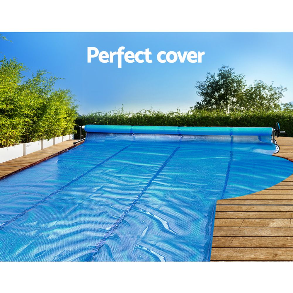 Pool Cover 6.5x3M 400 Micron Silver Swimming Pool Solar Blanket with 5.5M Reel Roller