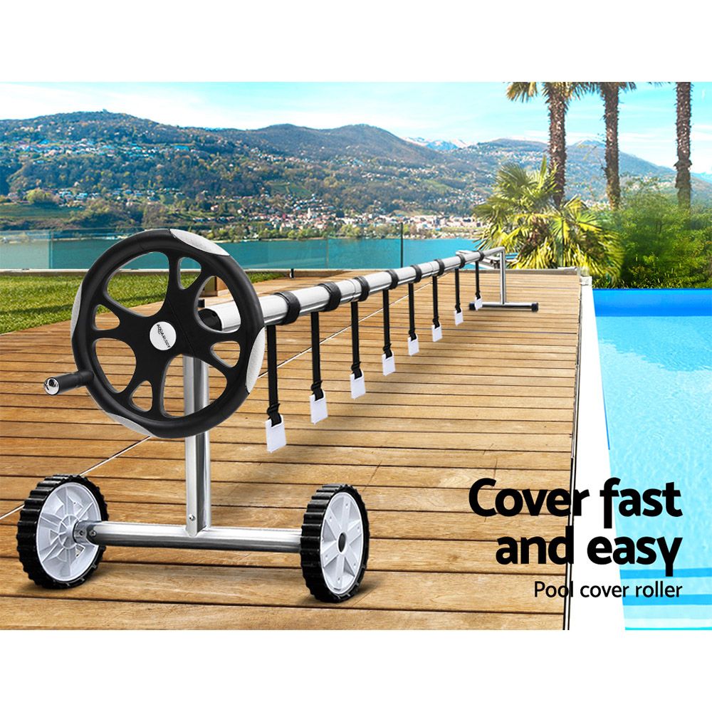 Pool Cover 6.5x3M 400 Micron Silver Swimming Pool Solar Blanket with 5.5M Reel Roller