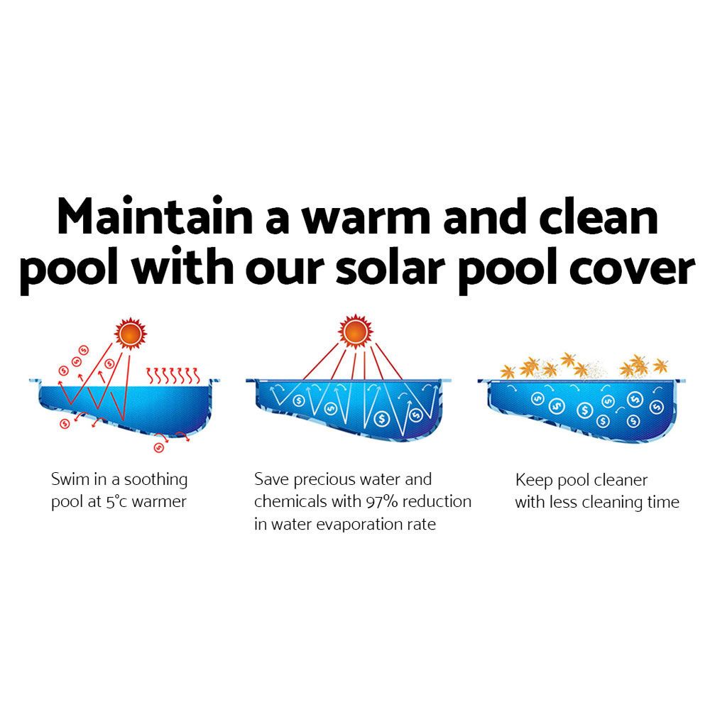 Swimming Pool Cover Solar 8M X 4.2M 400 Micron Outdoor Bubble Blanket