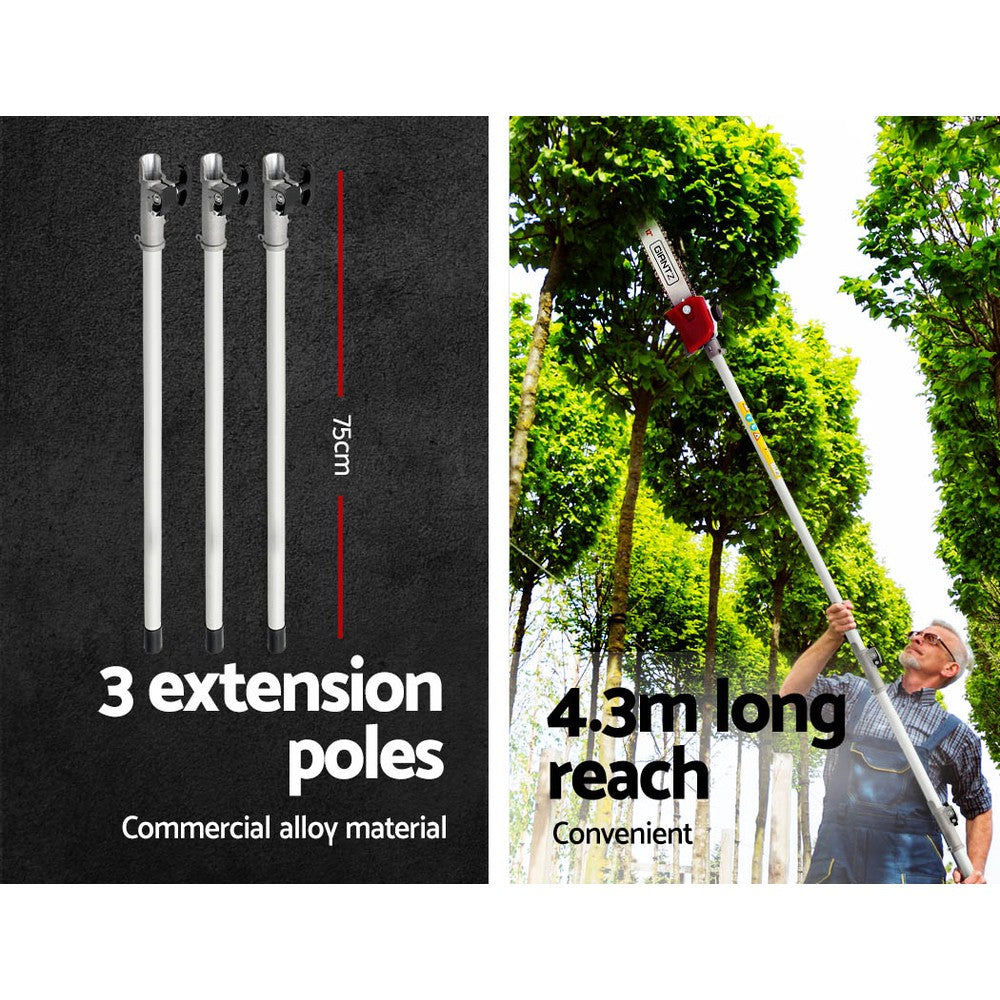 Pole Chainsaw 4-Stroke Petrol Hedge Trimmer Pruner Chain Saw Long