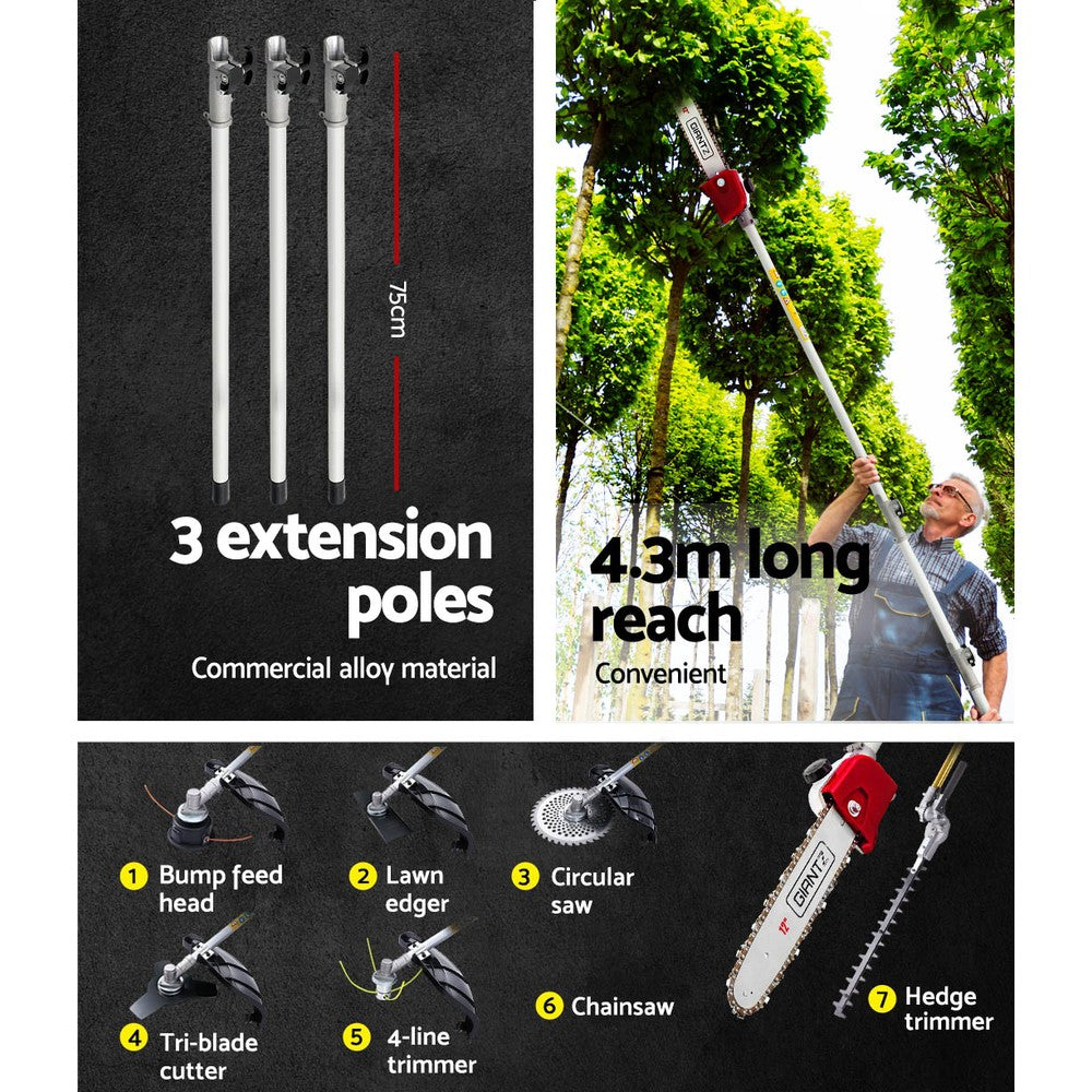 Pole Chainsaw 4-Stroke Brush Cutter Hedge Trimmer Saw Multi Tool