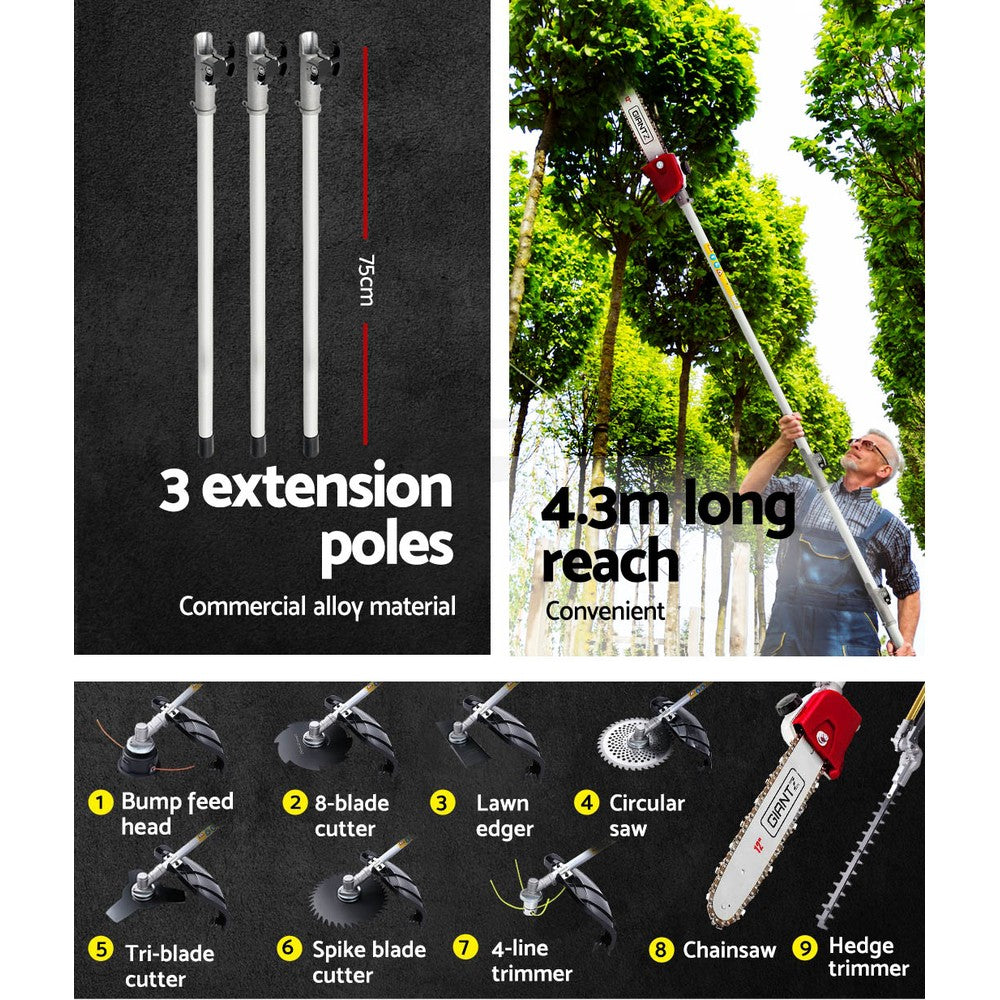 Pole Chainsaw Hedge Trimmer Brush Cutter Whipper Snipper Multi Tool 52CC