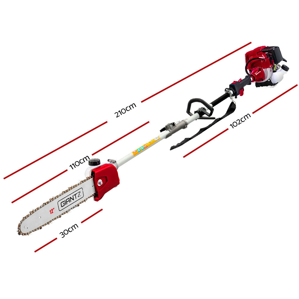 Pole Chainsaw Petrol 52CC Pruners 2-Stroke Long Chainsaw Hedge Trimmer Brush Cutter Whipper Snipper Multi Tool
