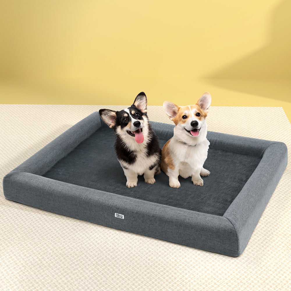 Pet Bed Dog Cat Extra Large Soft Sofa Cushion Egg Crate with Washable Cover - Grey