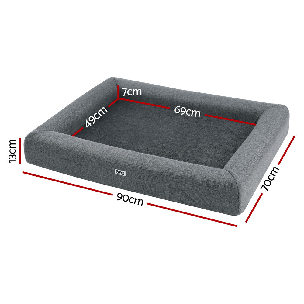 i.Pet Pet Bed Dog Cat Large Soft Sofa Cushion Egg Crate Washable Grey