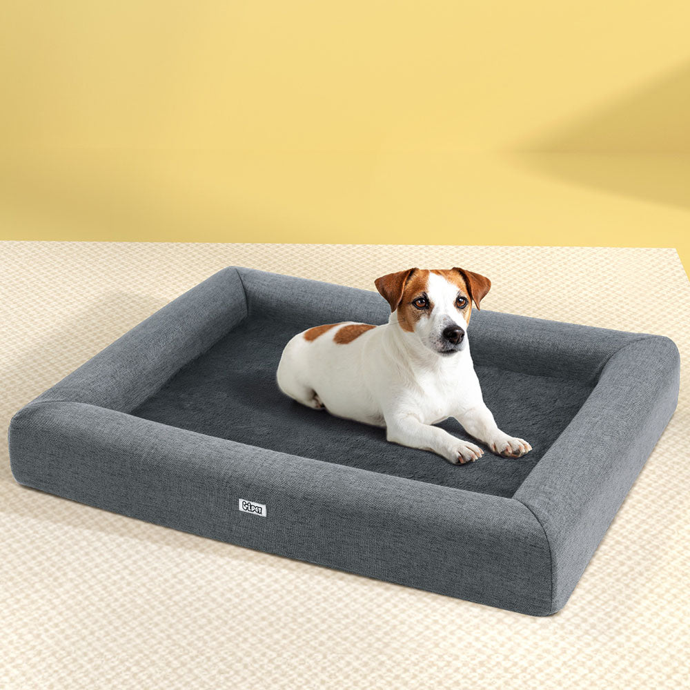 Pet Bed Dog Cat Large Soft Sofa Cushion Egg Crate with Washable Cover - Grey