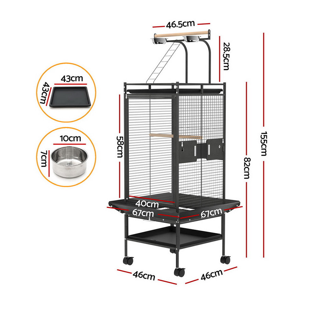 Bird Cage Large 155CM Parrot Aviary Stand-Alone with Budgie Wheels & Castor