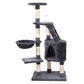 Cat Tree 120cm, Wood Multi-Level Scratching Post Tower Condo