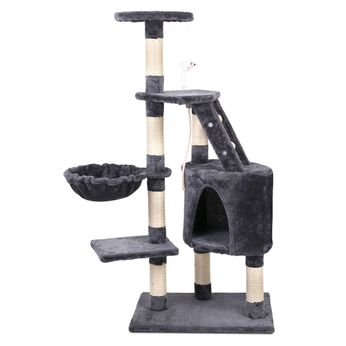 Cat Tree 120cm, Wood Multi-Level Scratching Post Tower Condo