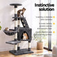 Cat Tree 120cm, Wood Multi-Level Scratching Post Tower Condo