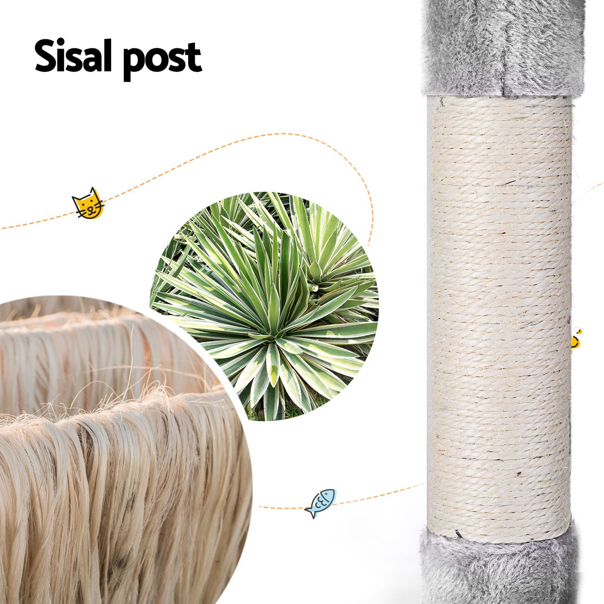 Cat Tree Tower Scratching Post Scratcher 143cm Condo House - Grey