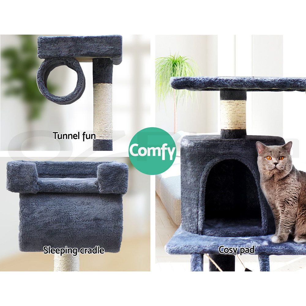 Cat Tree Scratching Post 141cm Tower Condo House Furniture Wood