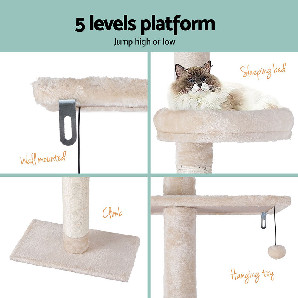 Cat Tree 290cm - Tower Scratching Cats Post Scratcher Floor to Ceiling Bed