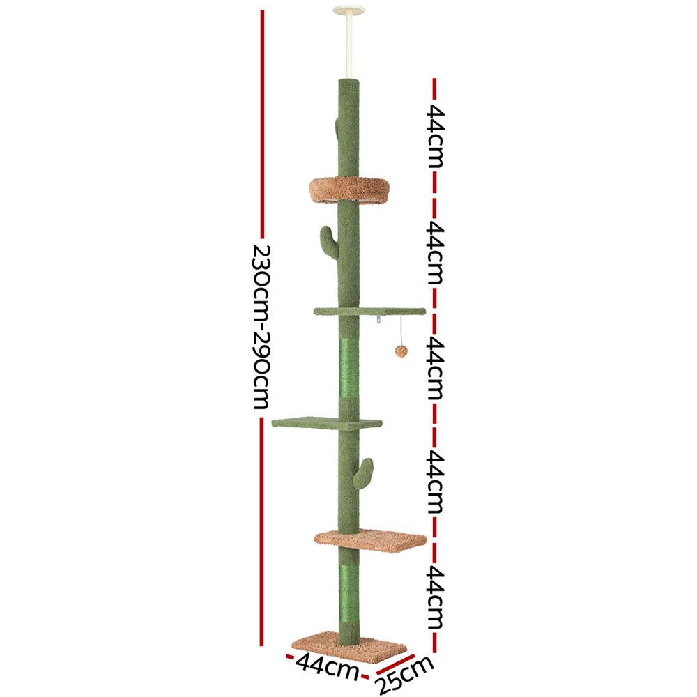 Cat Tree Tower Scratching Post Scratcher - Floor to Ceiling Cats Bed 290cm