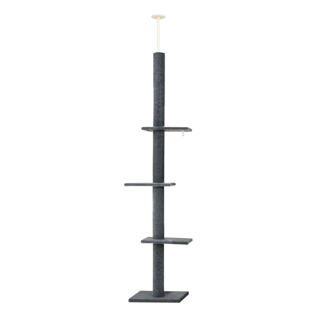 Cat Tree 290cm Tower Scratching Post Scratcher Floor-to-Ceiling Bed - Grey