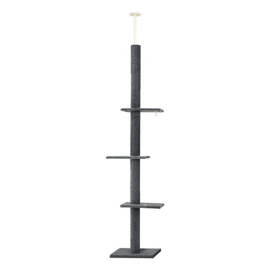 Cat Tree 290cm Tower Scratching Post Scratcher Floor-to-Ceiling Bed - Grey
