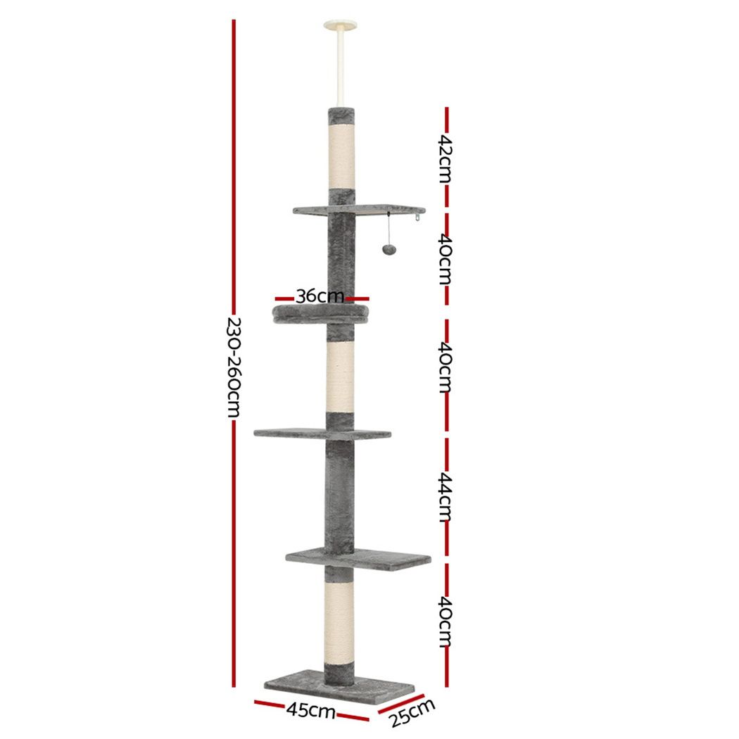 Cat Tree 290cm Tower Scratching Post Scratcher Floor to Ceiling Cat Bed