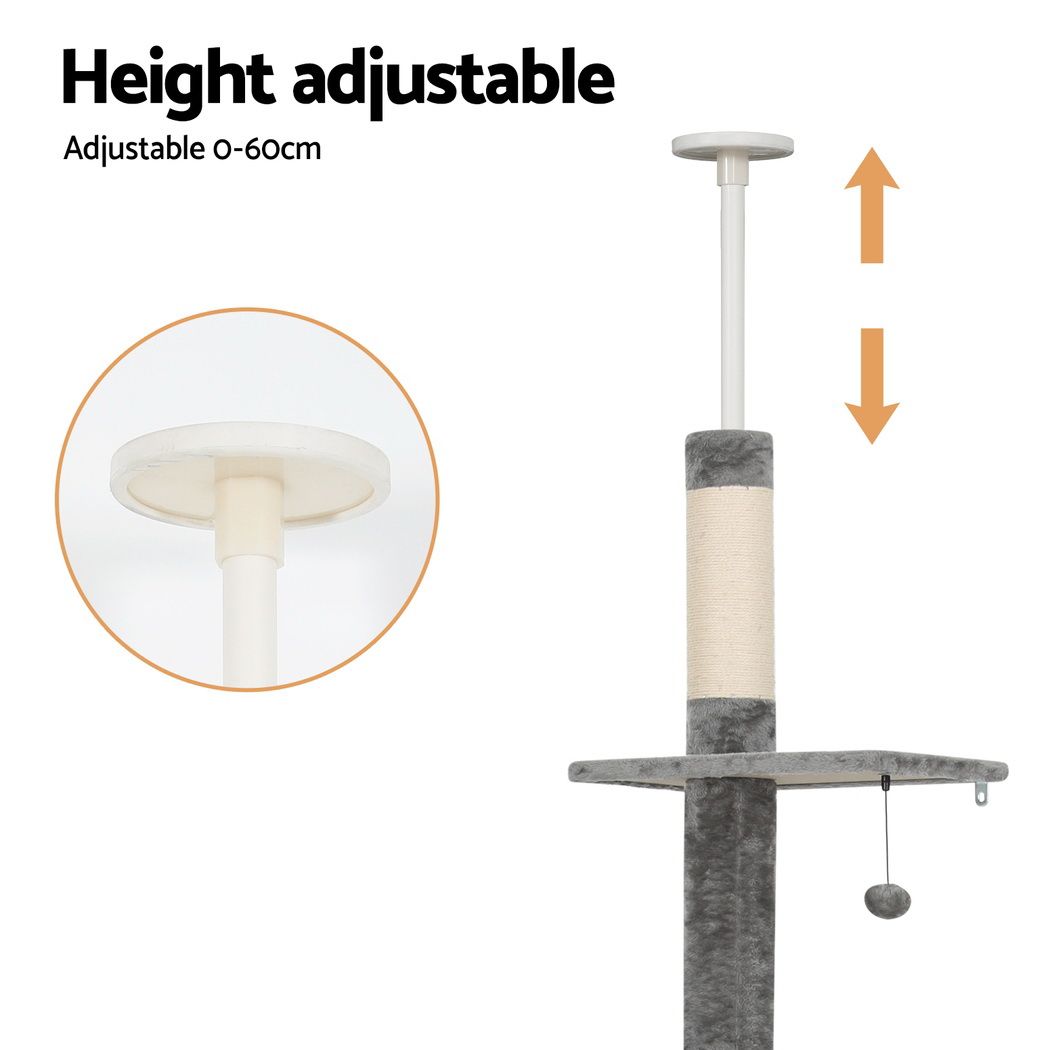 Cat Tree 290cm Tower Scratching Post Scratcher Floor to Ceiling Cat Bed