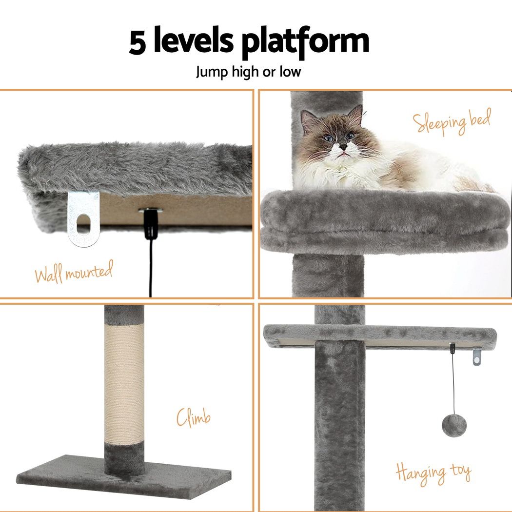 Cat Tree 290cm Tower Scratching Post Scratcher Floor to Ceiling Cat Bed