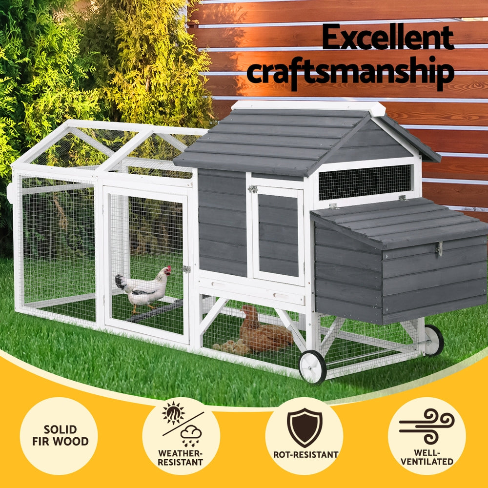 Chicken Coop Rabbit Hutch Extra Large Wooden Bunny Cage House - Outdoor