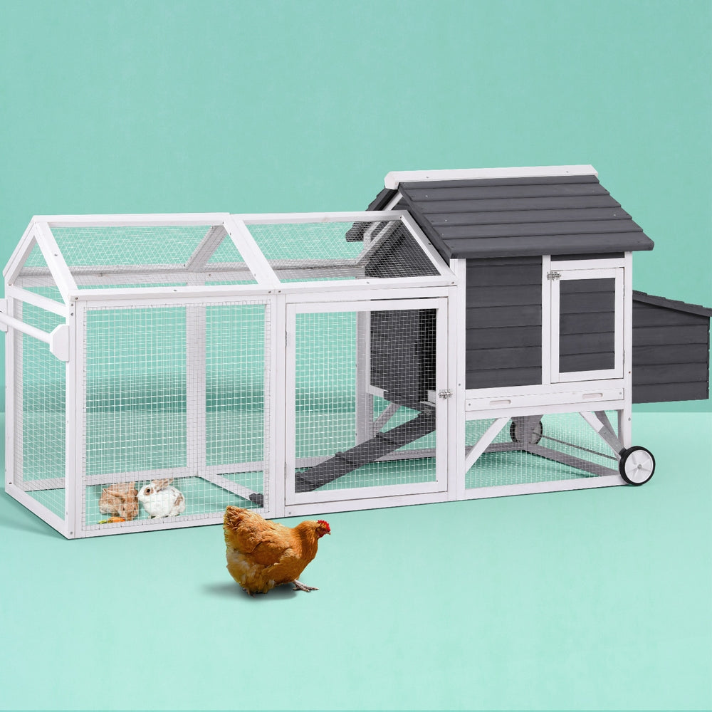 Chicken Coop Rabbit Hutch Extra Large Wooden Bunny Cage House - Outdoor