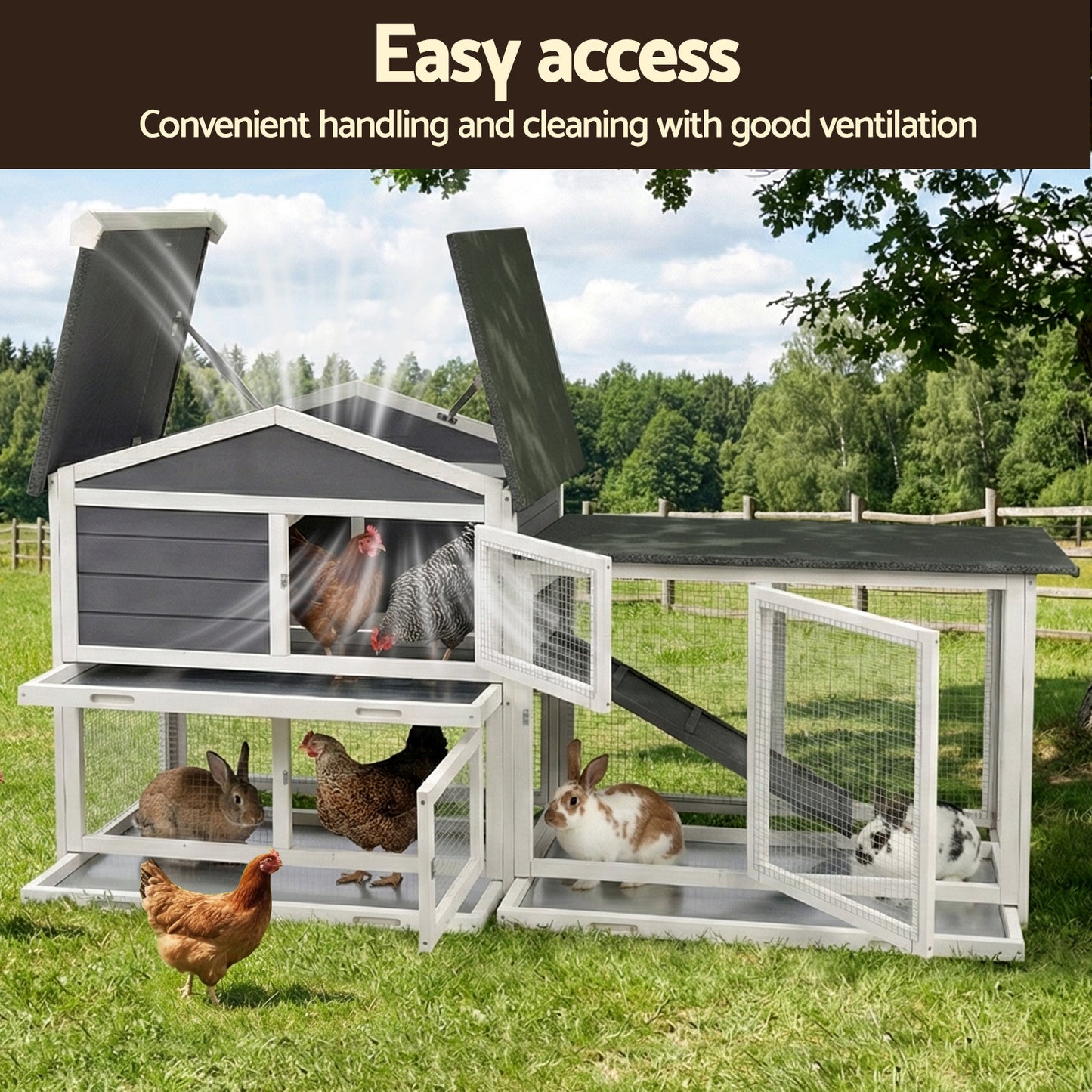 Chicken Coop Rabbit Hutch Extra Large Wooden House with Run Cage