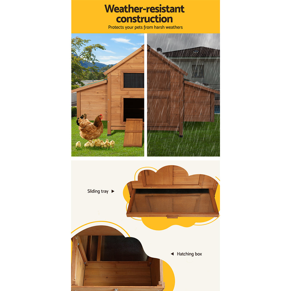 Chicken Coop Rabbit Hutch 150cm x 68cm x 96cm Large House Run Cage Wooden Outdoor Pet Enclosure