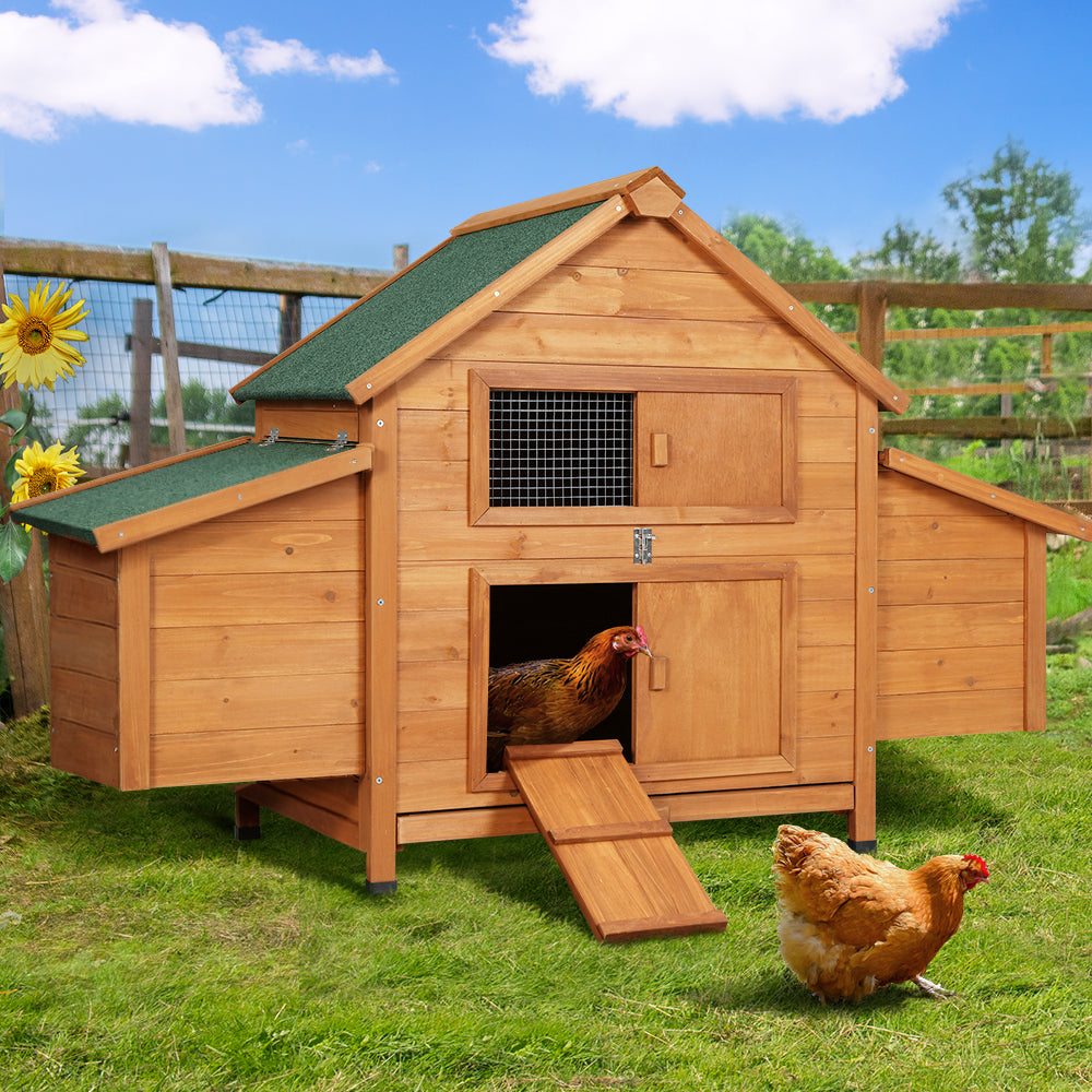 Chicken Coop Rabbit Hutch 150cm x 68cm x 96cm Large House Run Cage Wooden Outdoor Pet Enclosure