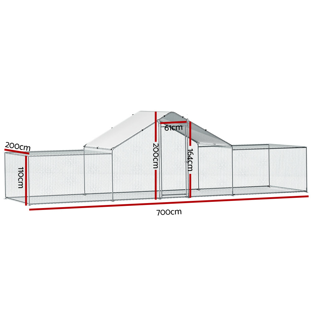 Chicken Coop Cage Run Rabbit Hutch Large Walk-In Hen House Cover 7m x 2m x 2m