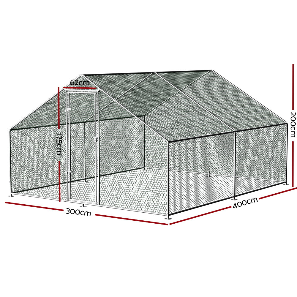 Chicken Coop Cage 3x4x2M Galvanized Steel