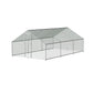 Galvanised walk-in chicken coop frame with mesh panels