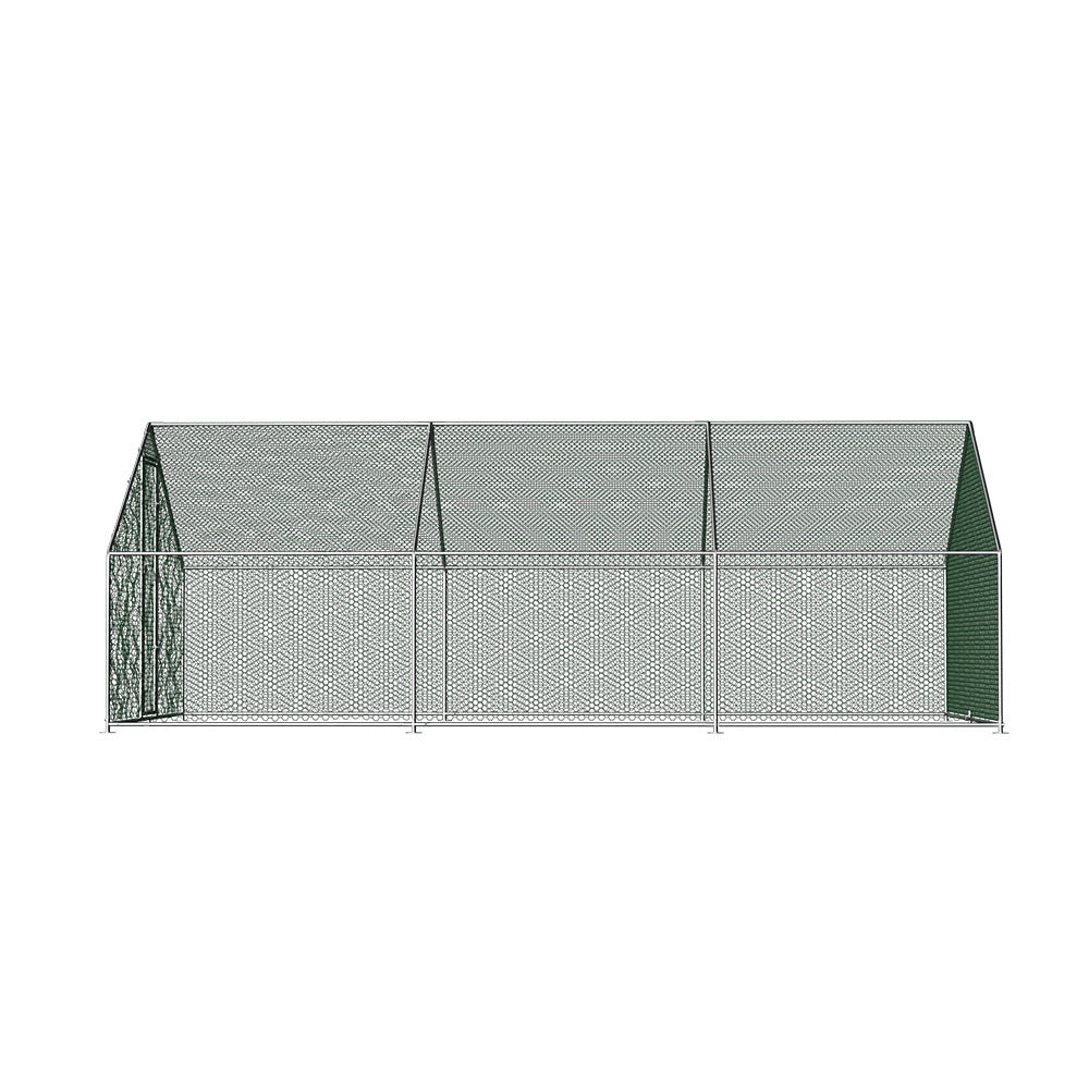 Chicken coop with cage galvanized arched walk