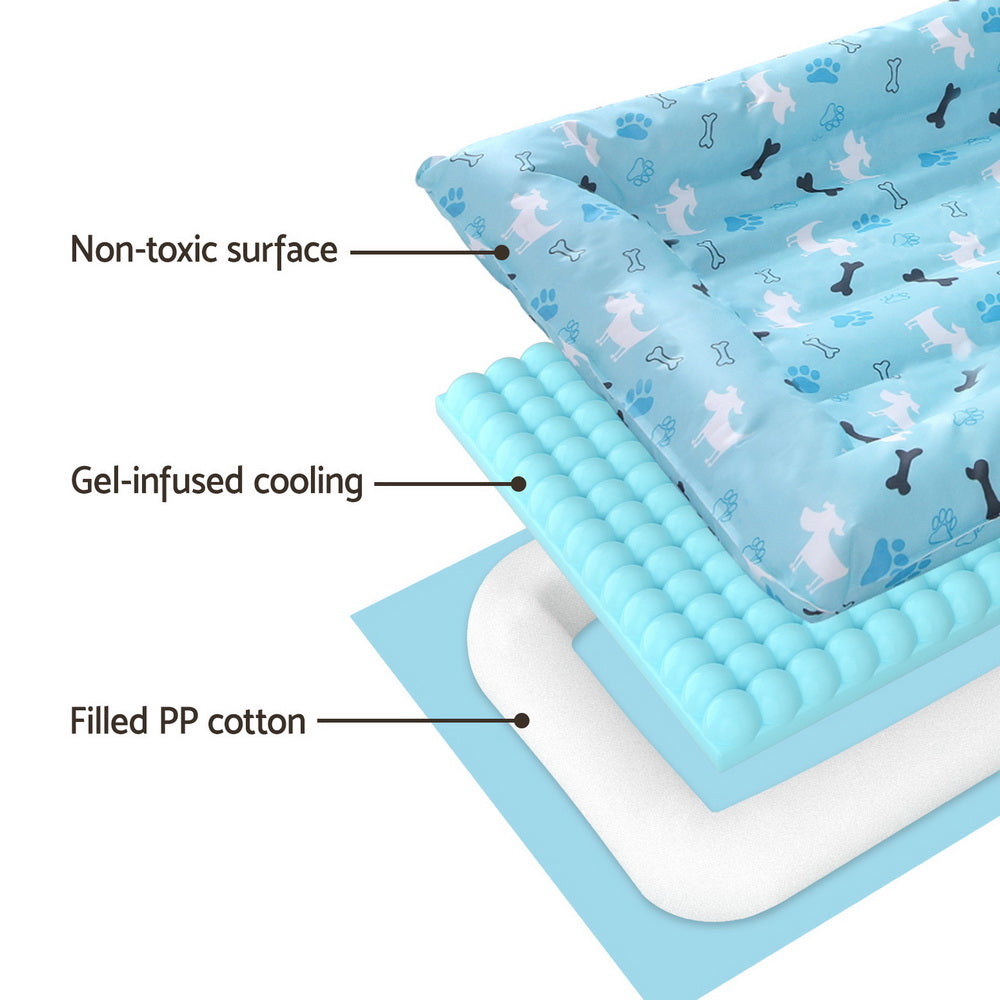 Pet Cooling Mat Gel Dog Cat Self-cool Puppy Pad Large Bed Summer Blue