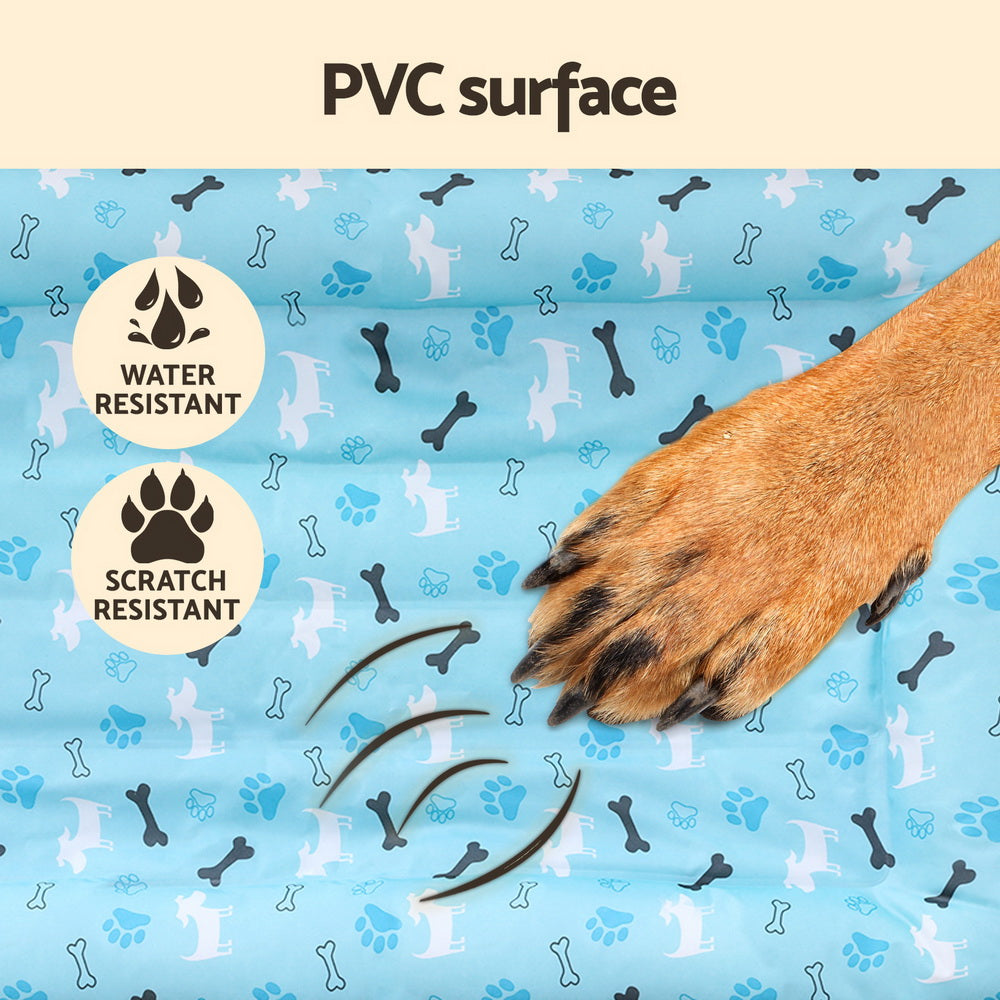 Pet Cooling Mat Gel Self-Cool Dog Cat Puppy Pad Large Bed Summer - Blue