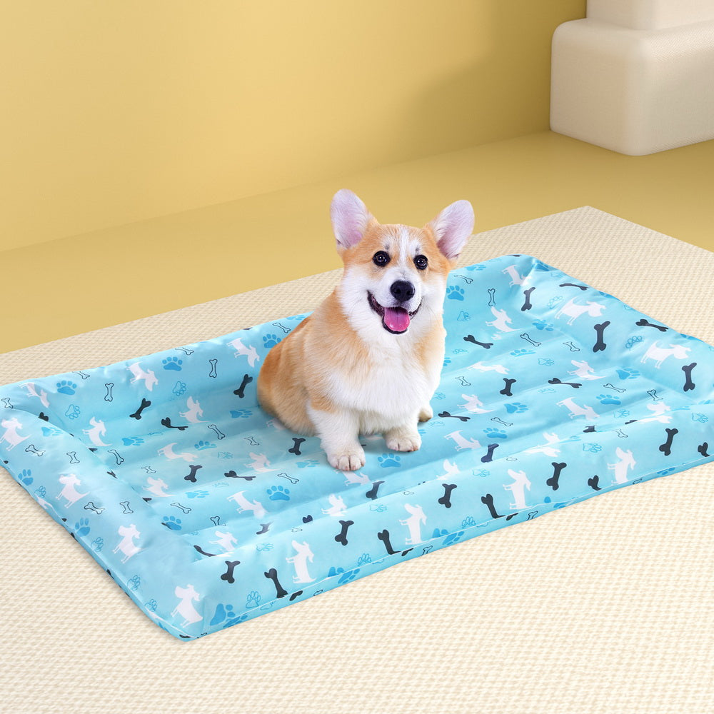 Pet Cooling Mat Gel Self-Cool Dog Cat Puppy Pad Large Bed Summer - Blue