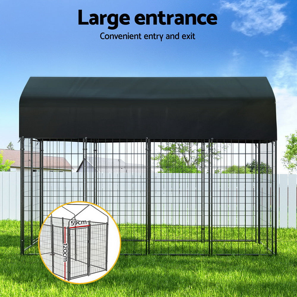 Dog Kennel Extra Large Outdoor House & Playpen for Pet & Puppy - Metal Backyard