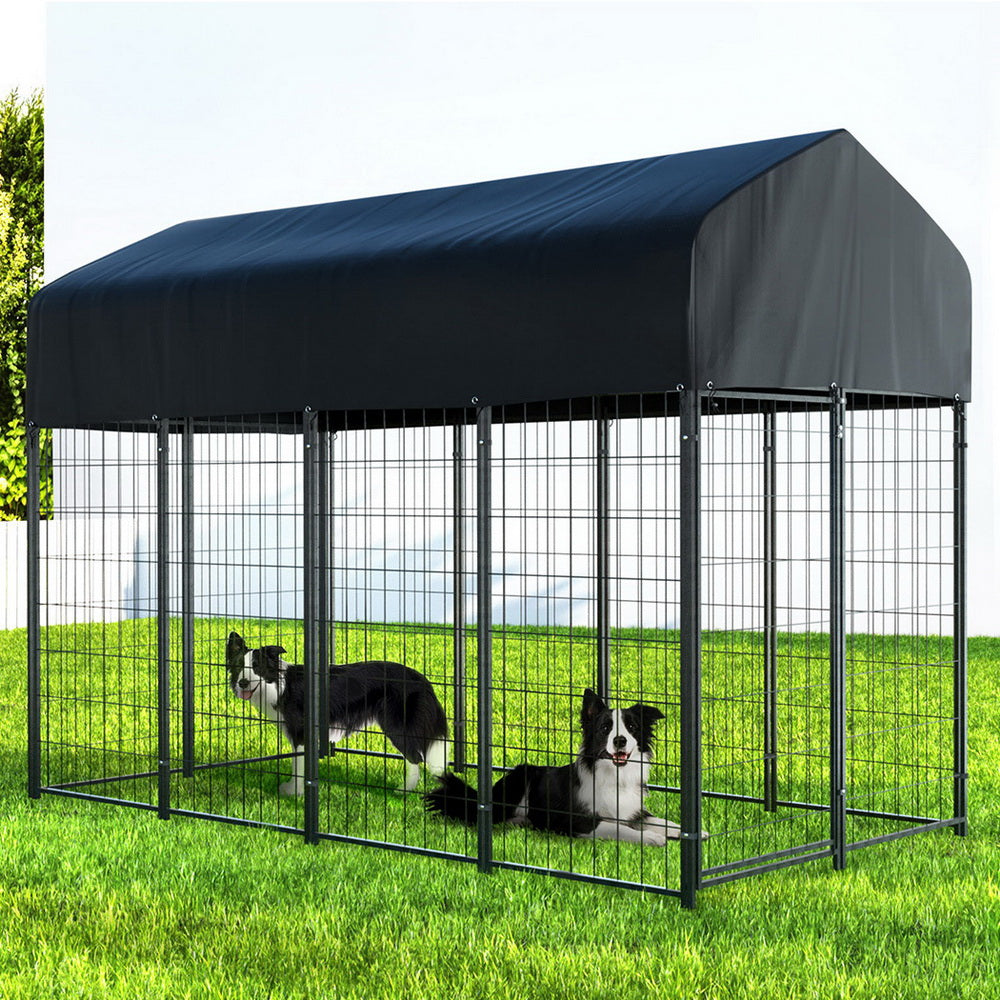 Dog Kennel Extra Large Outdoor House & Playpen for Pet & Puppy - Metal Backyard