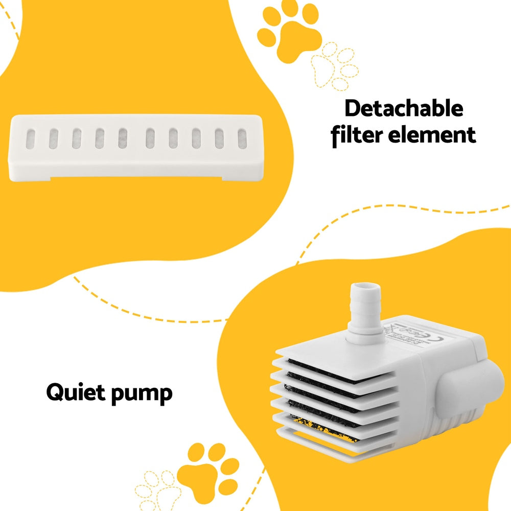 Pet Water Fountain Feeder Dispenser Filter Automatic Drinking Dog Cat - 2.2L