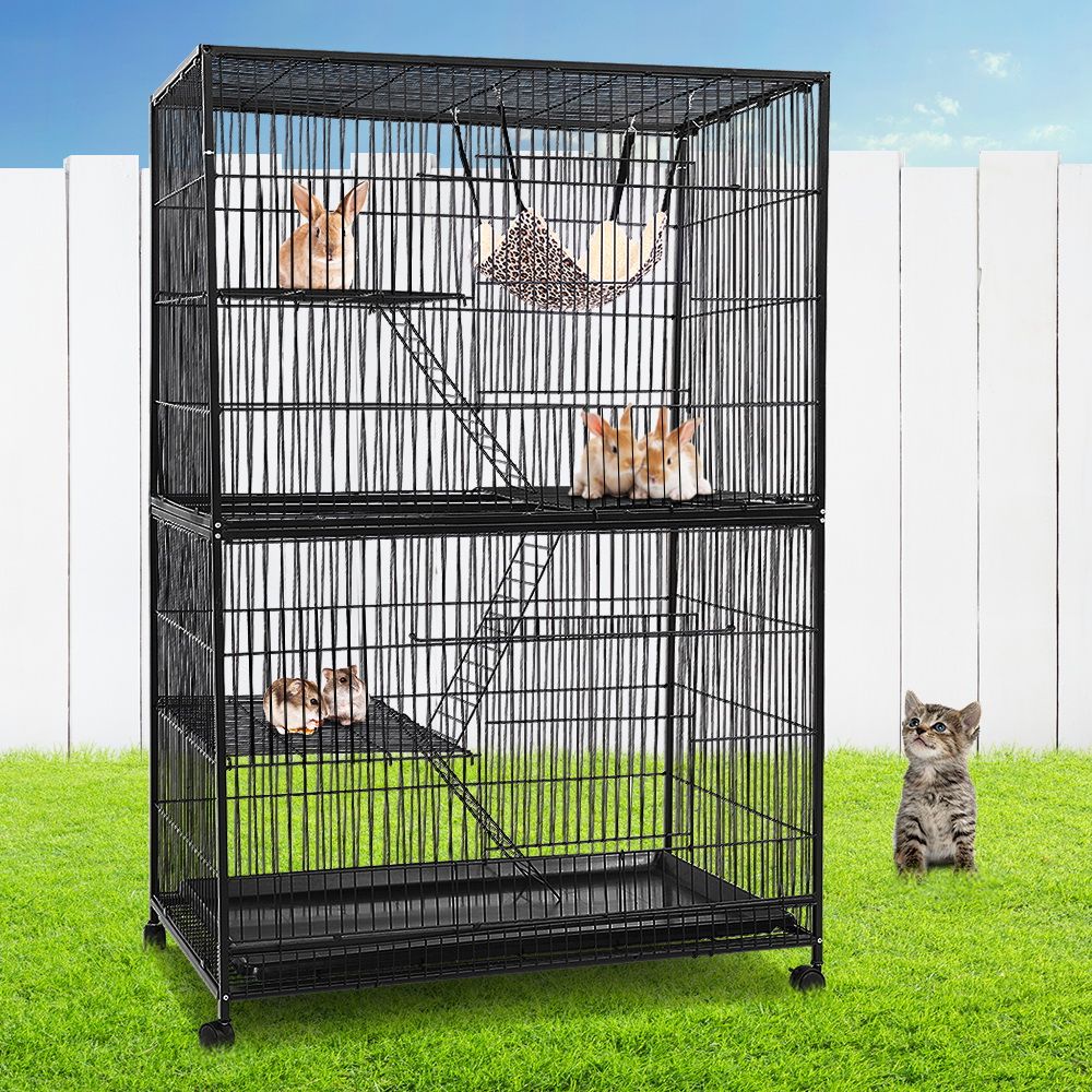 Rabbit Cage 4 Level Pet Hutch Bird Ferret Parrot Aviary Cat Hamster Castor 142cm