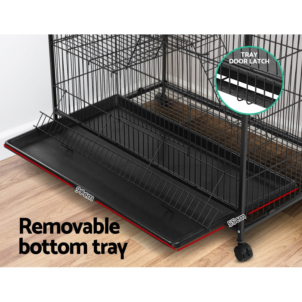 4 Level Pet Hutch Bird Ferret Parrot Aviary Cat Hamster Castor 142cm