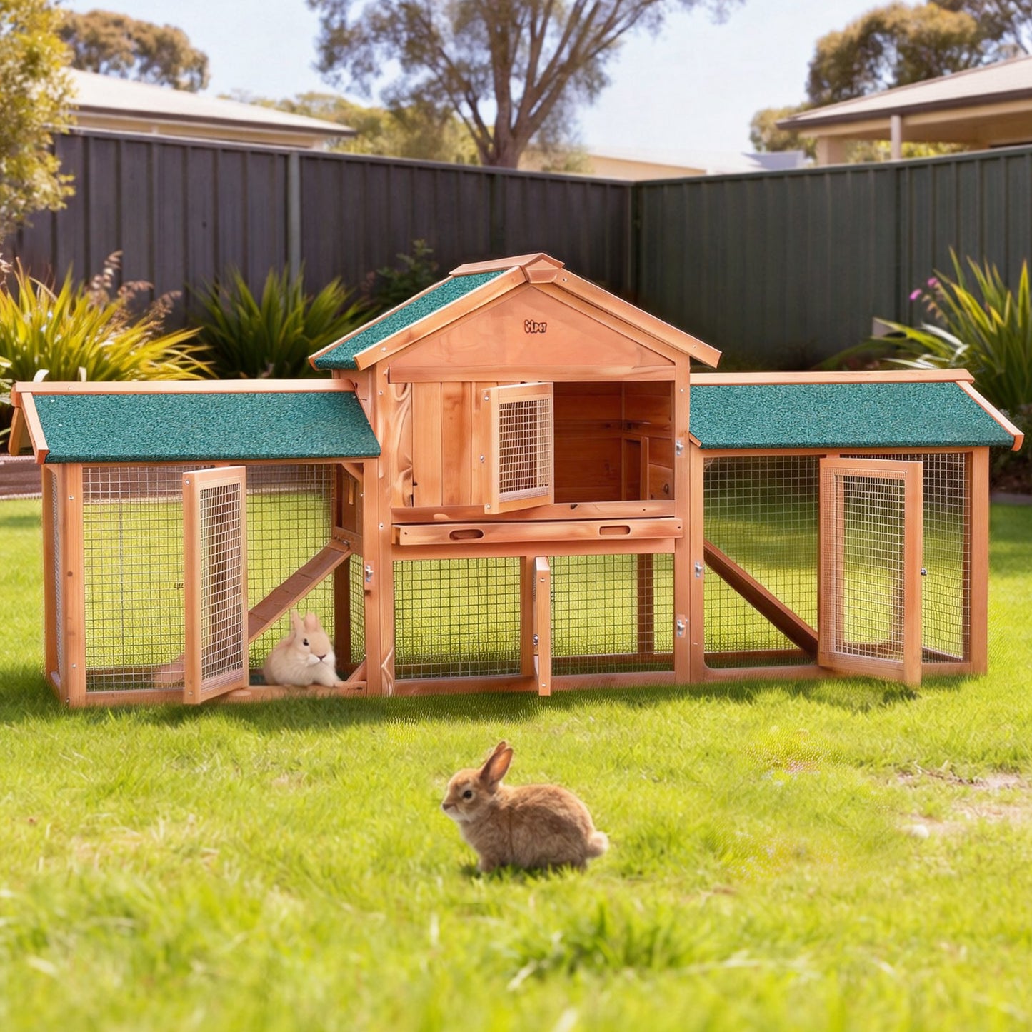 Rabbit Hutch Large Metal Run Wooden Cage Chicken